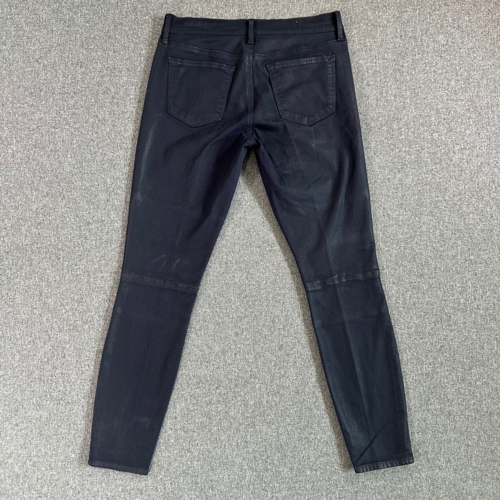 Gap 1969 Legging Jeans Navy Blue Coated Waxed Moto Skinny‎ Denim Womens Size 28 - Picture 2 of 12